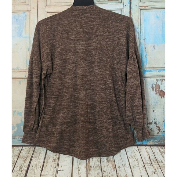 Perfect Peach Womens Size Small Heather Brown Long Sleeve Pullover Sweater Top - Picture 4 of 6